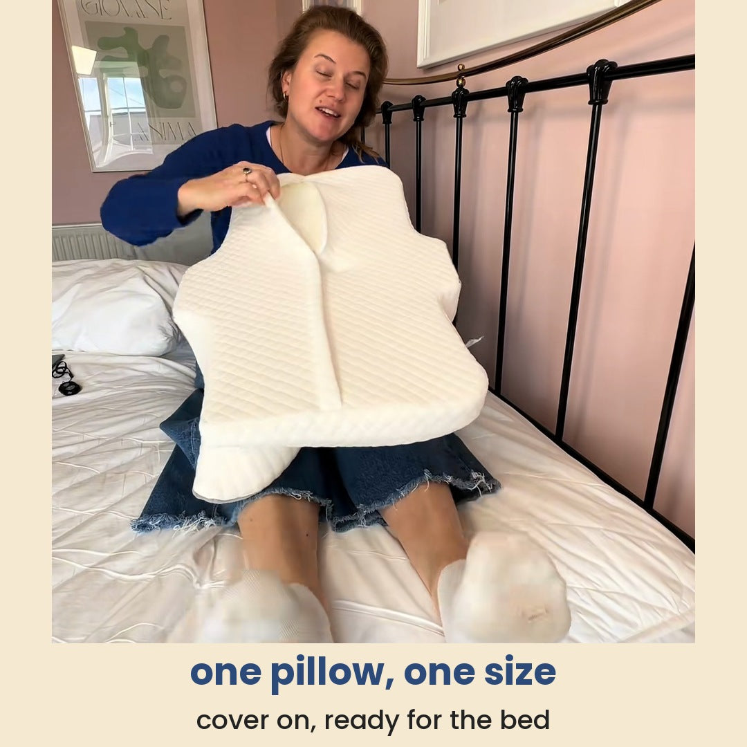 one pillow, one size: cover on, ready for the bed