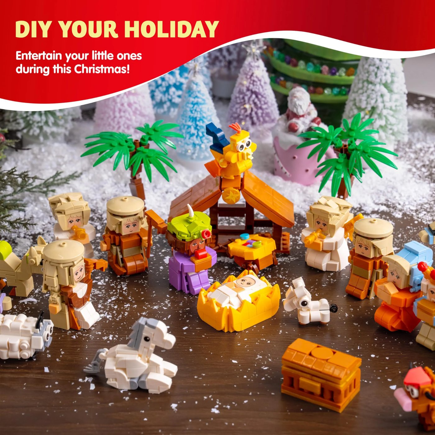 24 pieces building into one growing nativity scene, festive holiday display