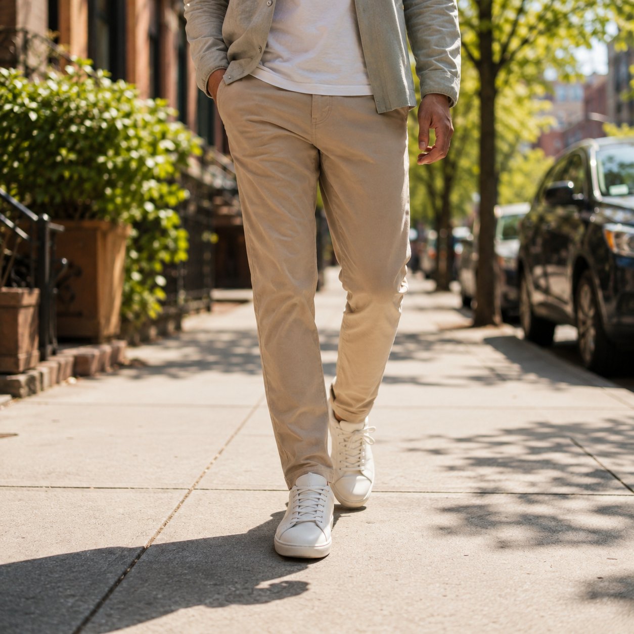 Person confidently wearing Pomence Height Boost Insoles
