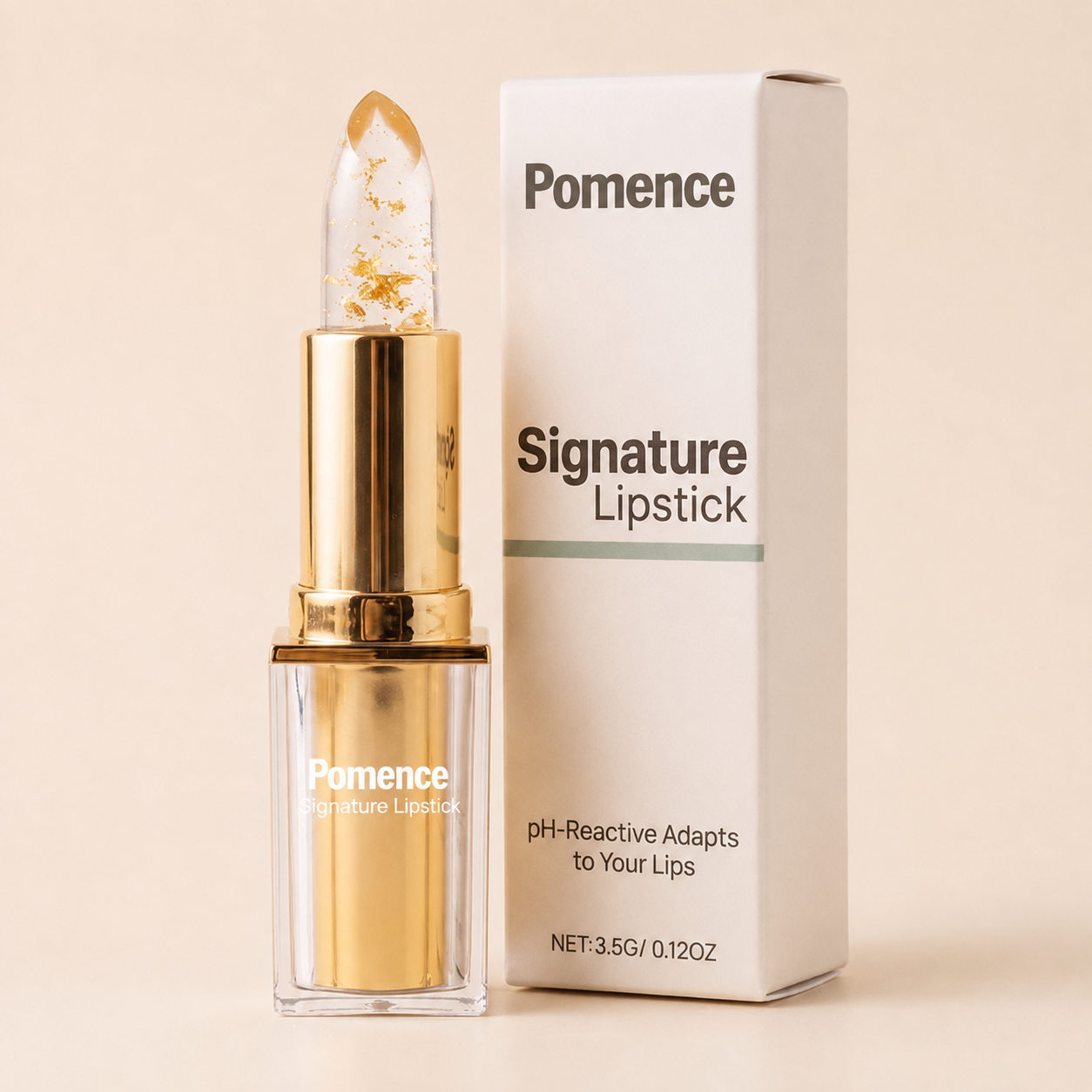 Pomence Signature Lipstick tube on a clean background