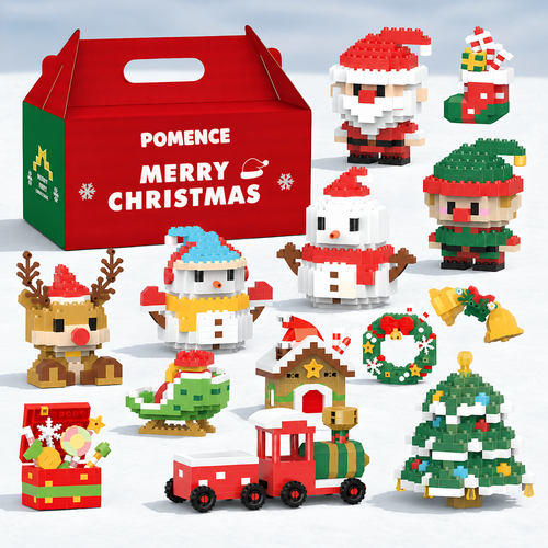 12 Pack Christmas Mini Bricks Set
