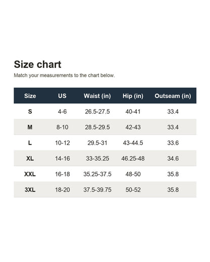 Linden - Women's Fleece Lined Shaping Bodysuit. Size chart