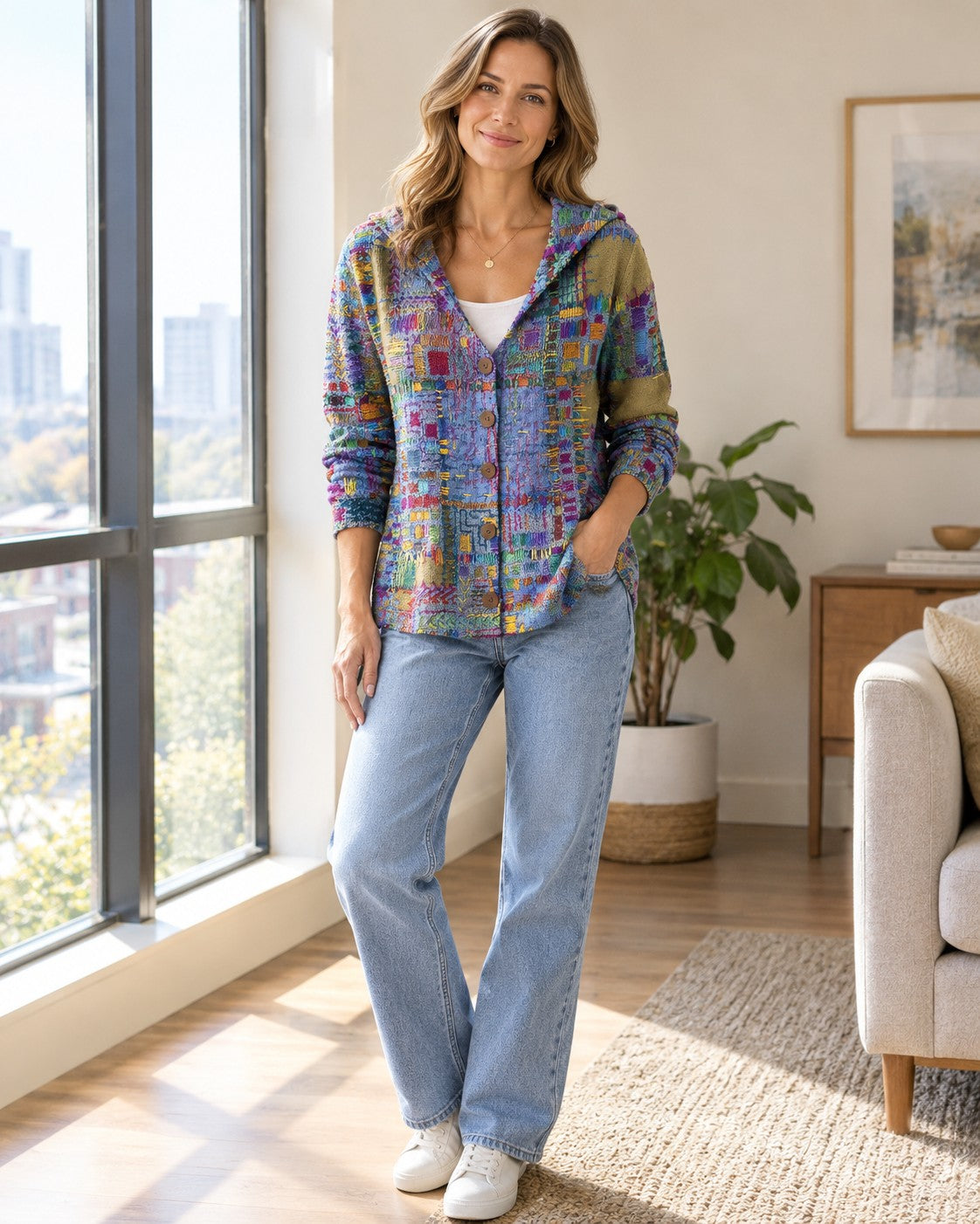 Juniper - Women's Hooded Button Cardigan Sweater
