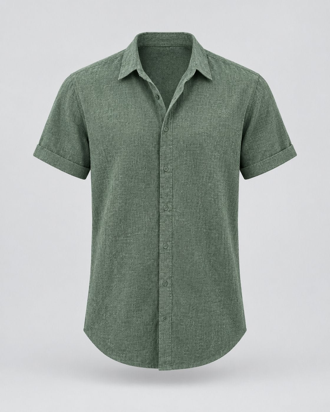 Pomence™ Classic Collared Shirt. Pomence Classic Collared Shirt, front view, Green