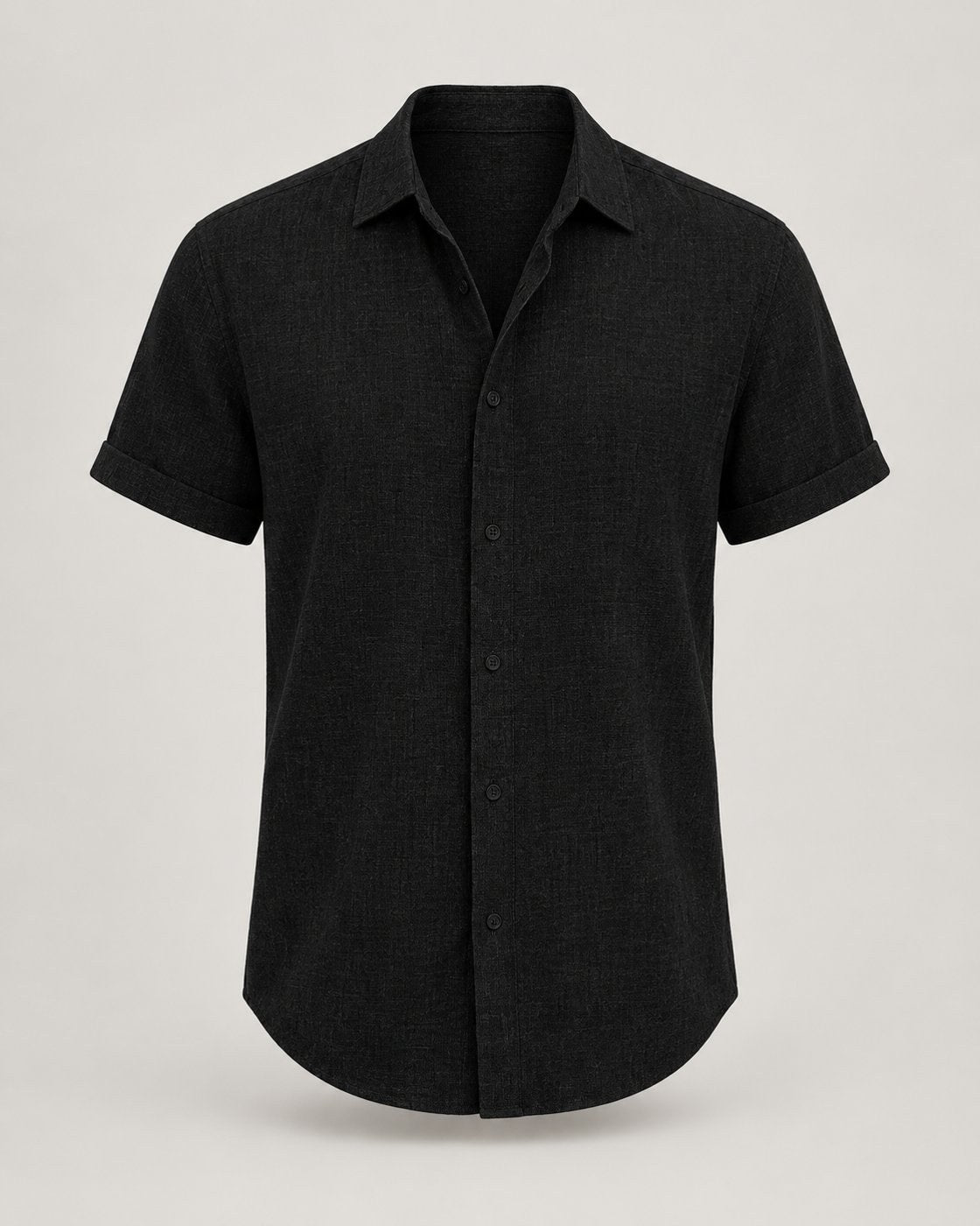 Pomence™ Classic Collared Shirt. Pomence Classic Collared Shirt, front view, Black