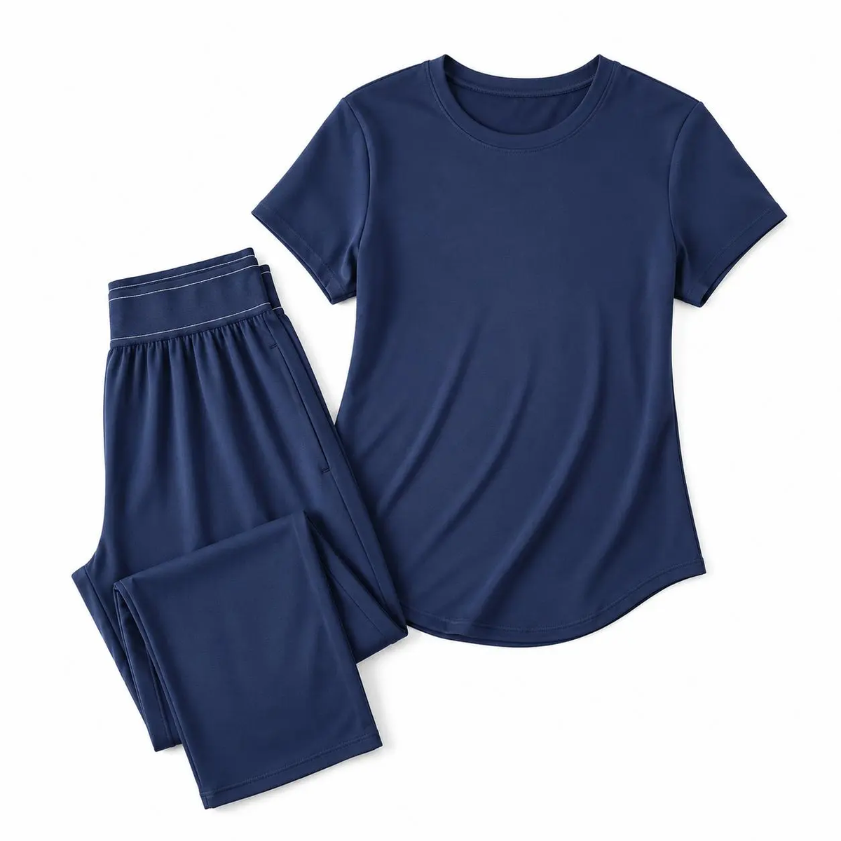 Pomence Women's Dusty Pink 2-Piece Loungewear Set. Navy Blue