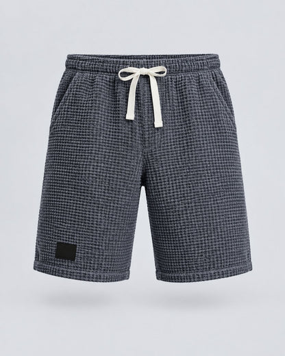 Pomence™ Waffle Summer Shorts. Pomence Waffle Summer Shorts, front view, Gray