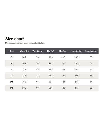 Pomence™ Waffle Summer Shorts. Size chart