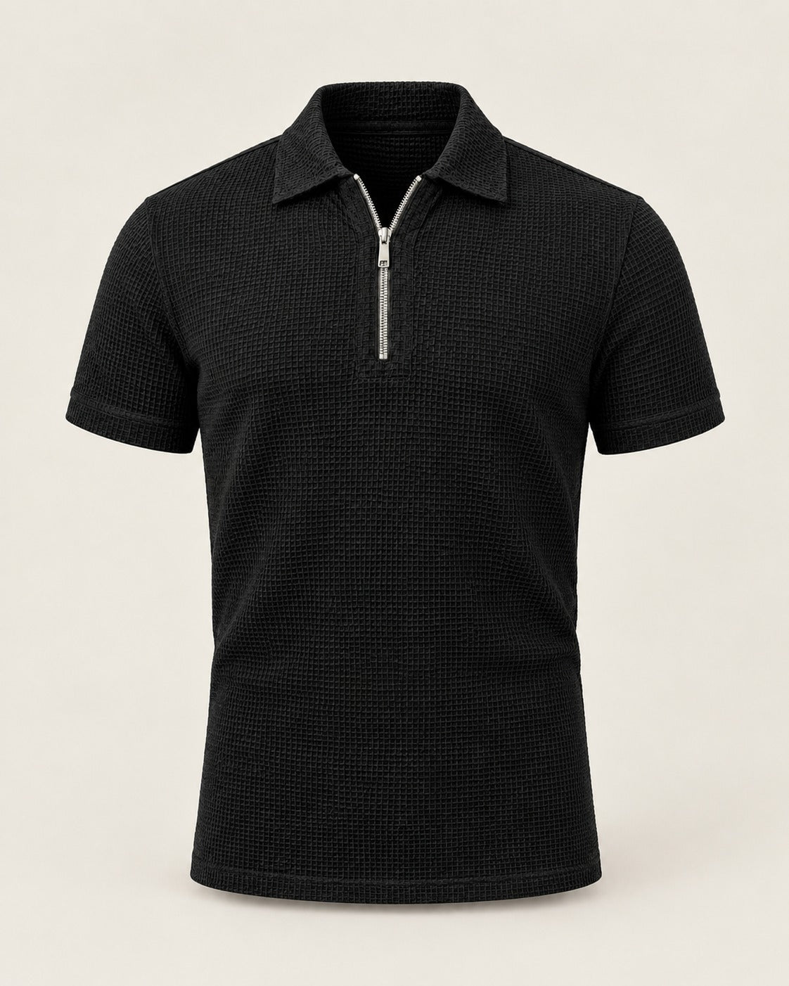Sandover - Men's Textured Quarter-Zip Polo Shirt