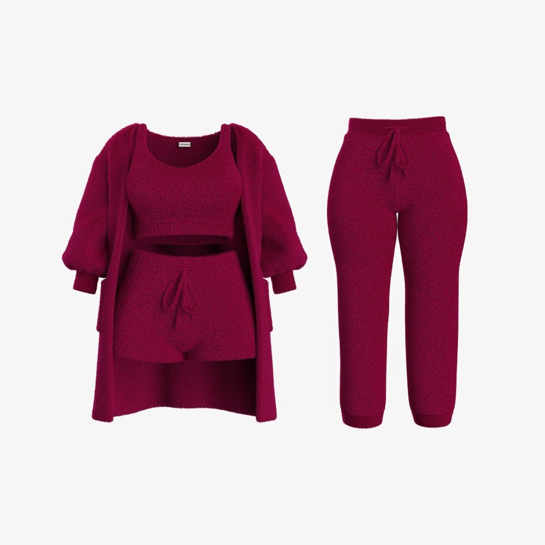 The Burgundy 4 Piece Set with the matching joggers, our listing photo.