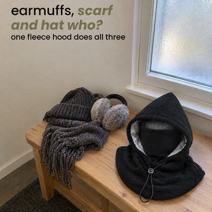 earmuffs, scarf and hat who?: one fleece hood does all three