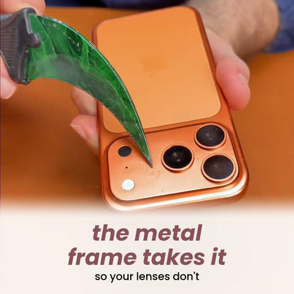 the metal frame takes it: so your lenses don't