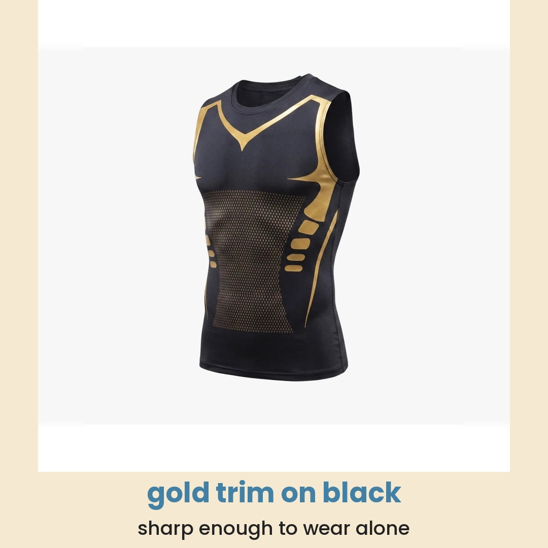 gold trim on black: sharp enough to wear alone