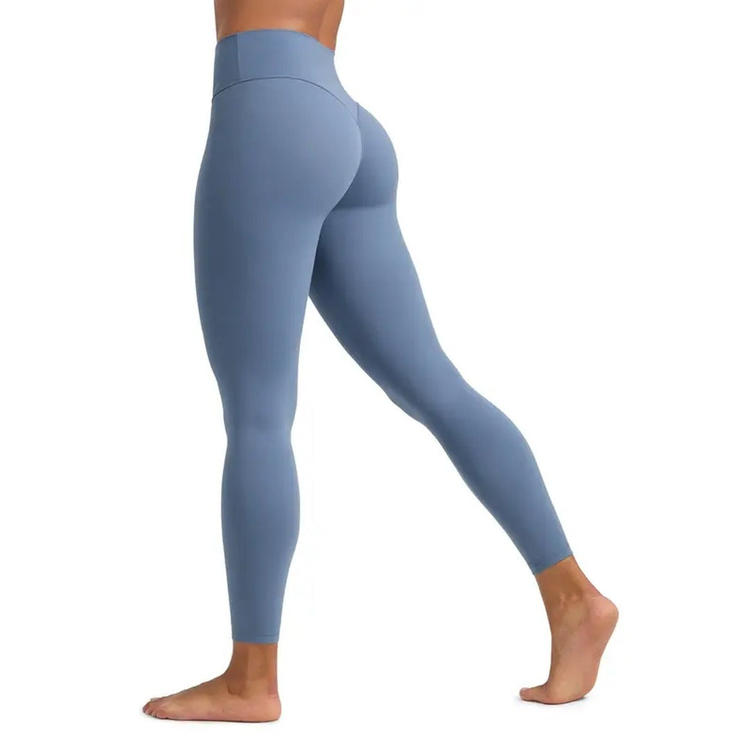 Washed Denim leggings, back three-quarter view