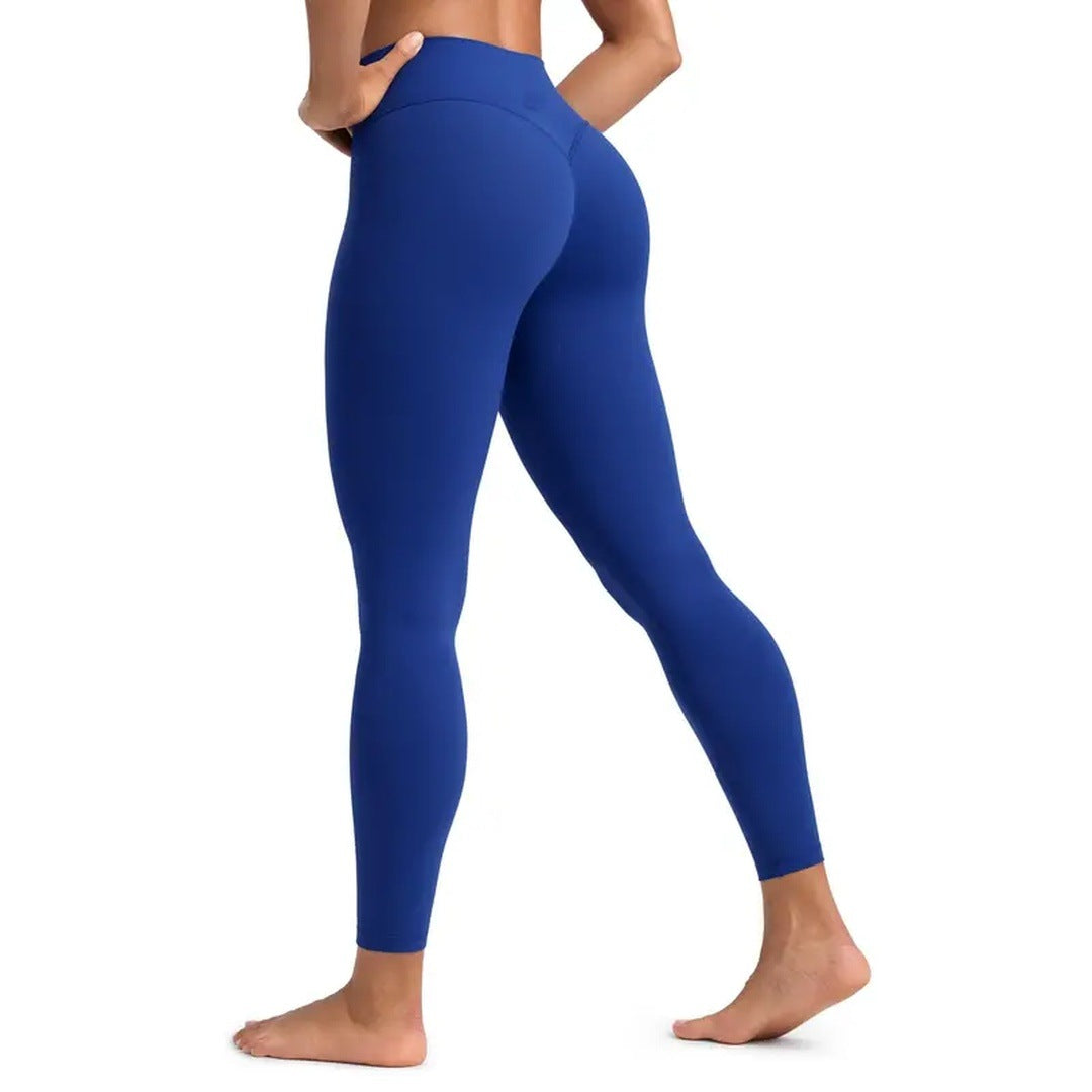 Waves Blue leggings, back three-quarter view