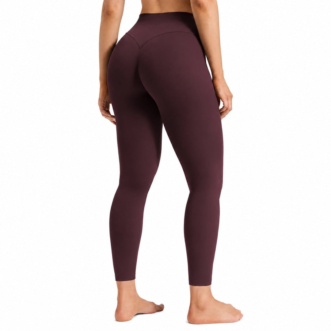 Ripe Plum leggings, back three-quarter view