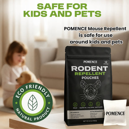 Pomence Rodent Repellent Pouches bag in a living room, made to be used around kids and pets