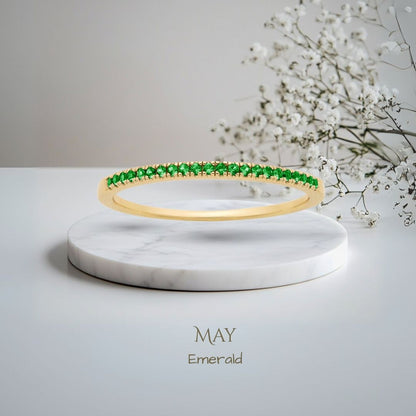 Pomence Birthstone Stacking Ring in the May Emerald color
