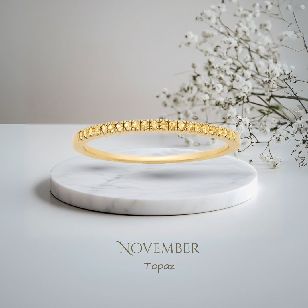 Pomence Birthstone Stacking Ring in the November Topaz color