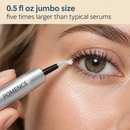 The 0.5 fl oz jumbo tube of Pomence Eyelash Growth Serum, about five times a typical 3ml serum