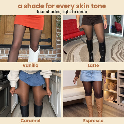 a shade for every skin tone: Vanilla, Latte, Caramel, Espresso
