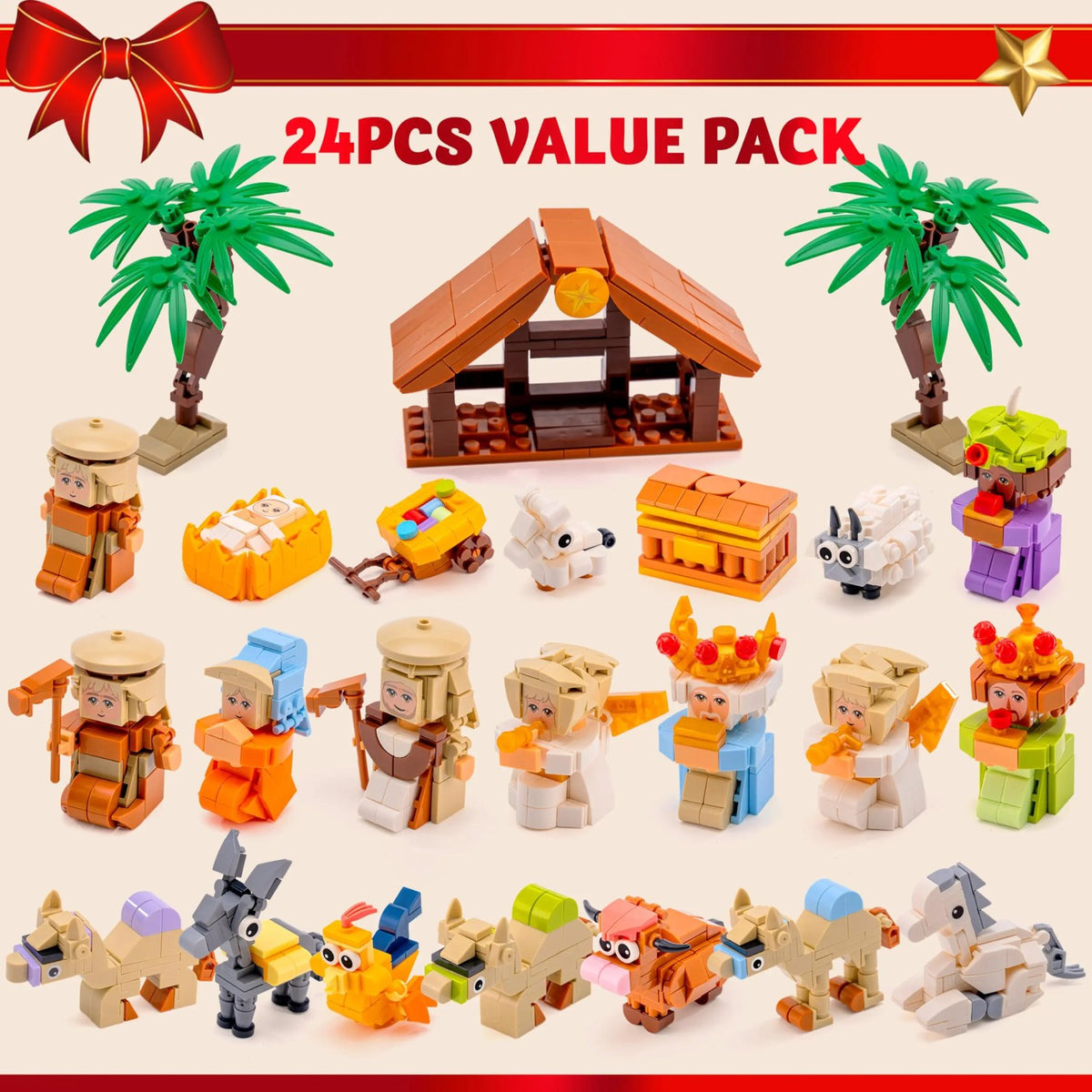 Pomence Nativity Building Blocks Advent Calendar, 24 daily pieces