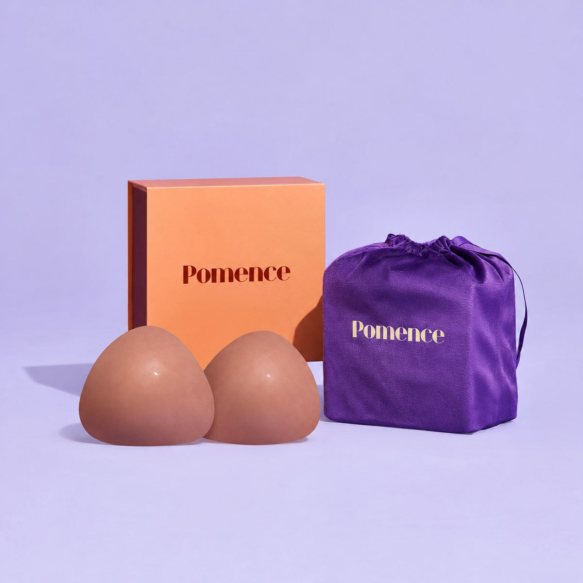 Pomence™ Instant Volume Sticky Bra Inserts. Chocolate: a pair of Pomence sticky bra inserts
