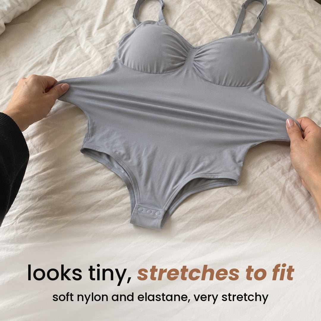 looks tiny, stretches to fit: soft nylon and elastane, very stretchy