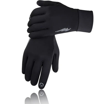The listing's own photo of the Black pair: reflective stripes and the fingertip marker visible.