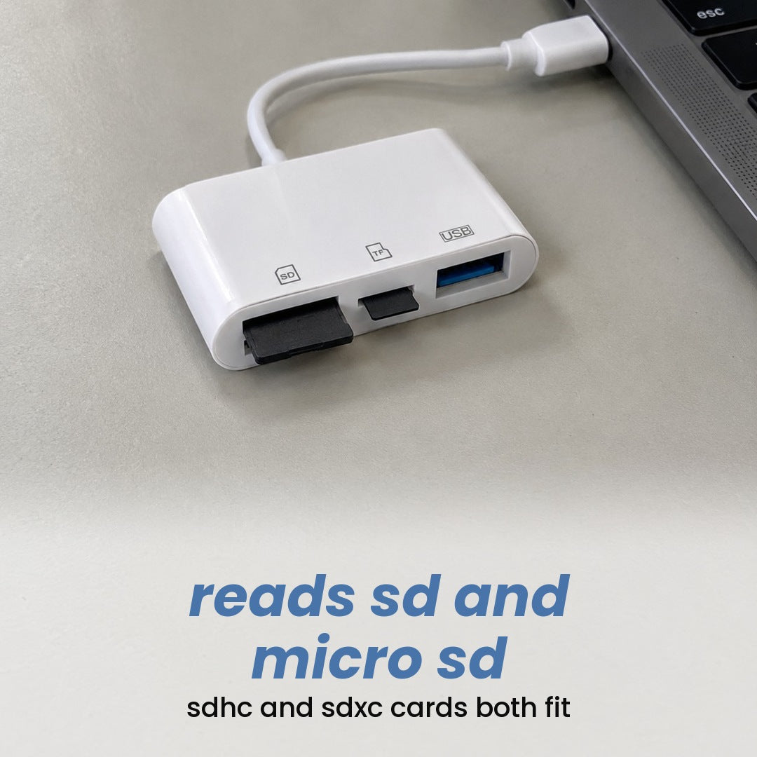 reads sd and micro sd: sdhc and sdxc cards both fit