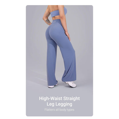 High-waist straight leg legging, flatters all body types