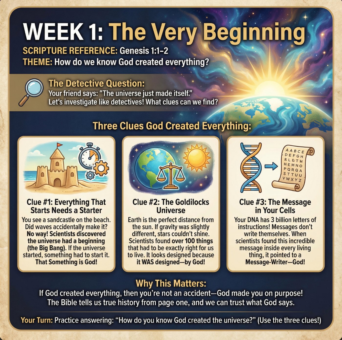 Sample lesson page showing the evidence-based apologetics format