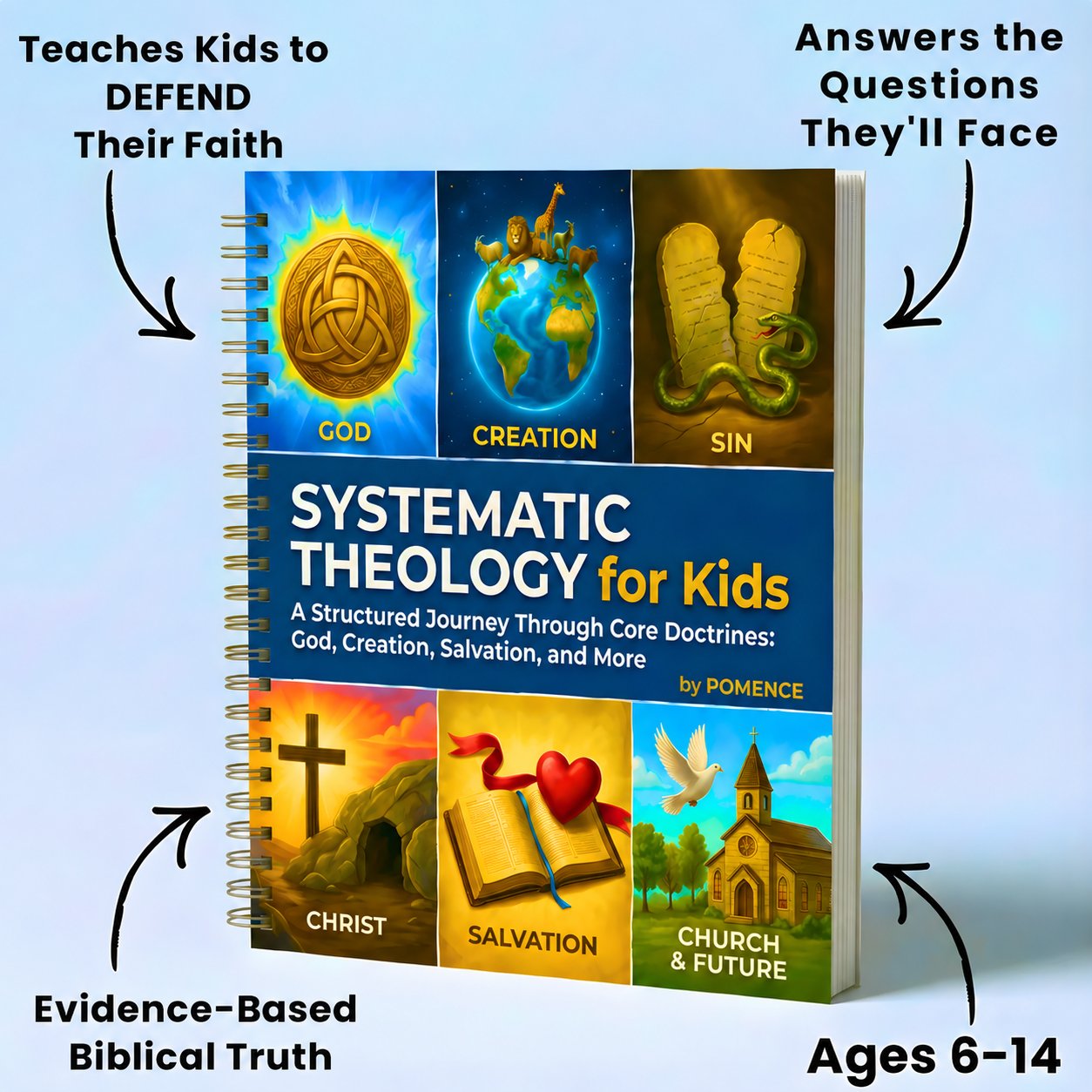 Pomence 52-Week Bible Study Workbook for Kids cover, ages 6 to 14