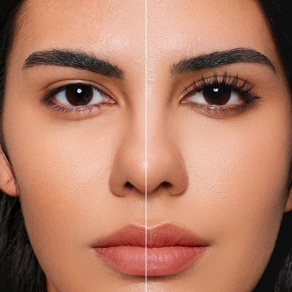 Before and after wearing Pomence soft magnetic eyelashes